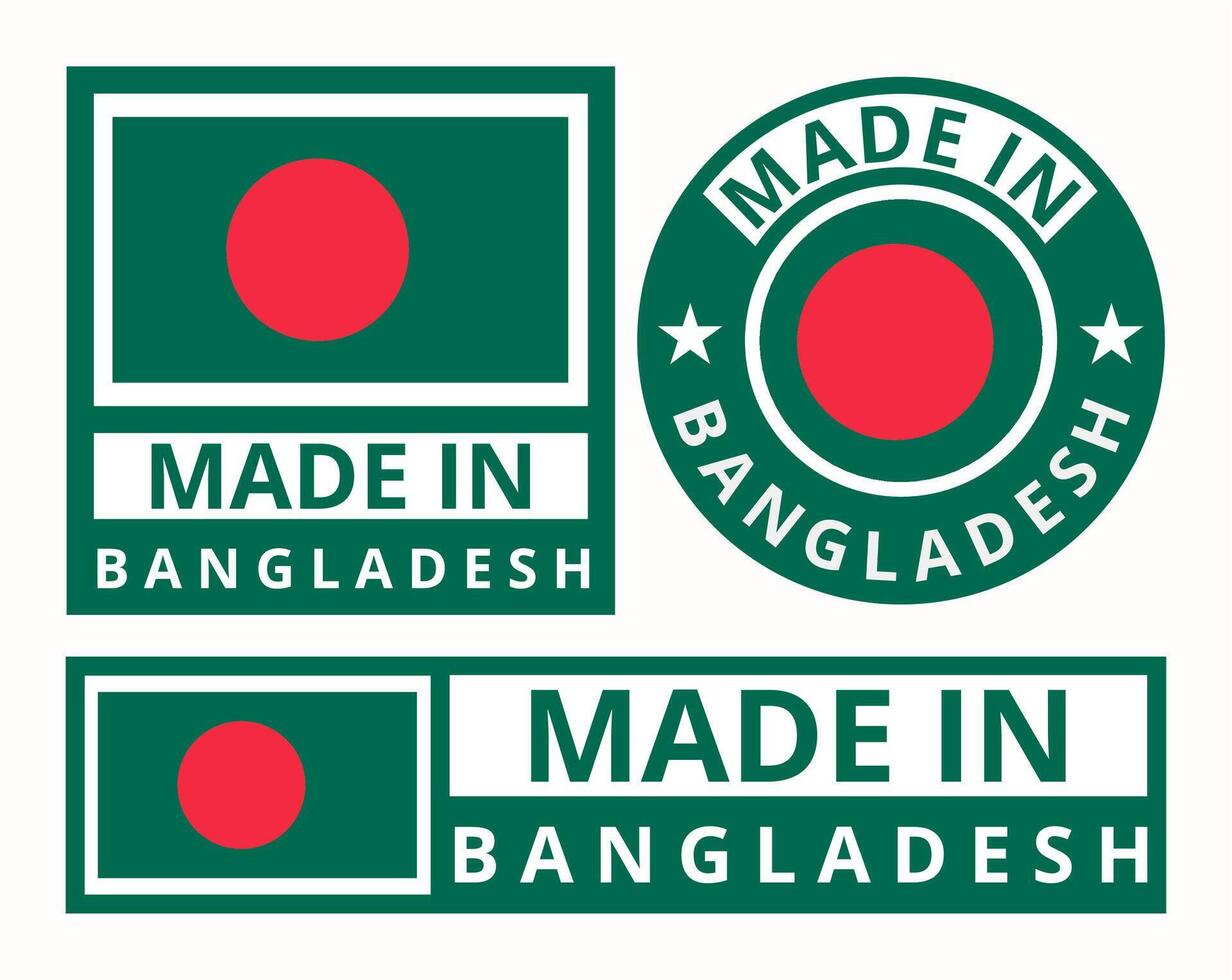 vektor uppsättning tillverkad i bangladesh design produkt etiketter företag ikoner illustration