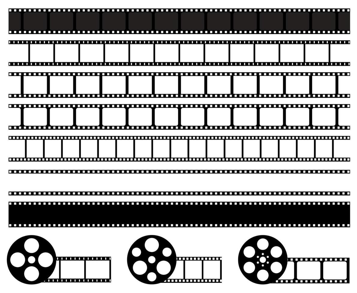 Vektor einstellen Film Streifen Symbol. Film Rollen Design Illustration