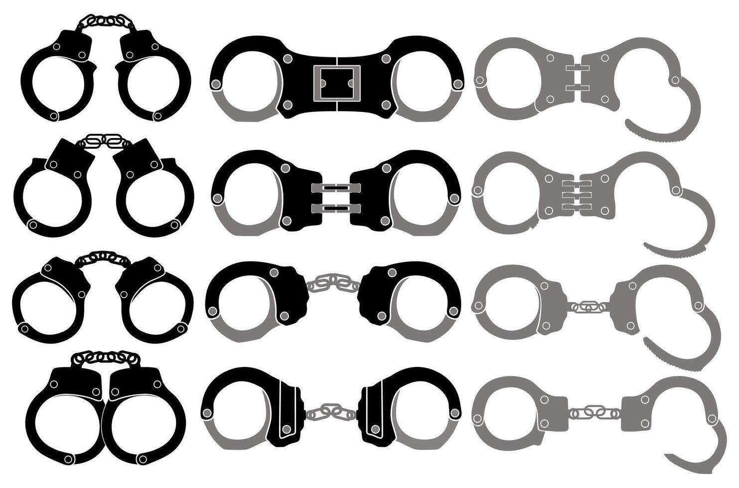 einstellen Polizei Handschellen Symbol Design Vektor Illustration
