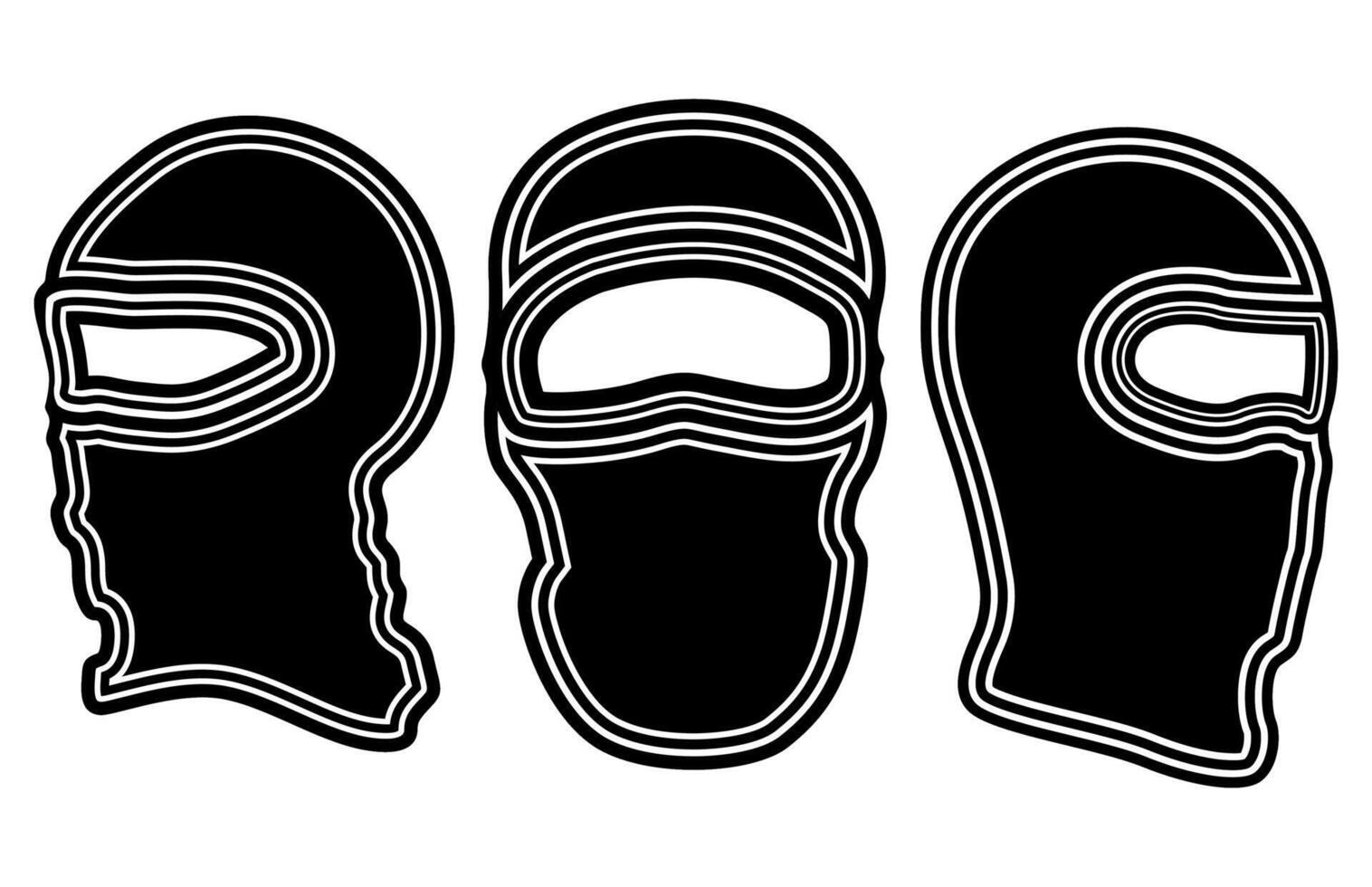 uppsättning huvud mask full ansikte Balaklava ikon symbol vektor illustration