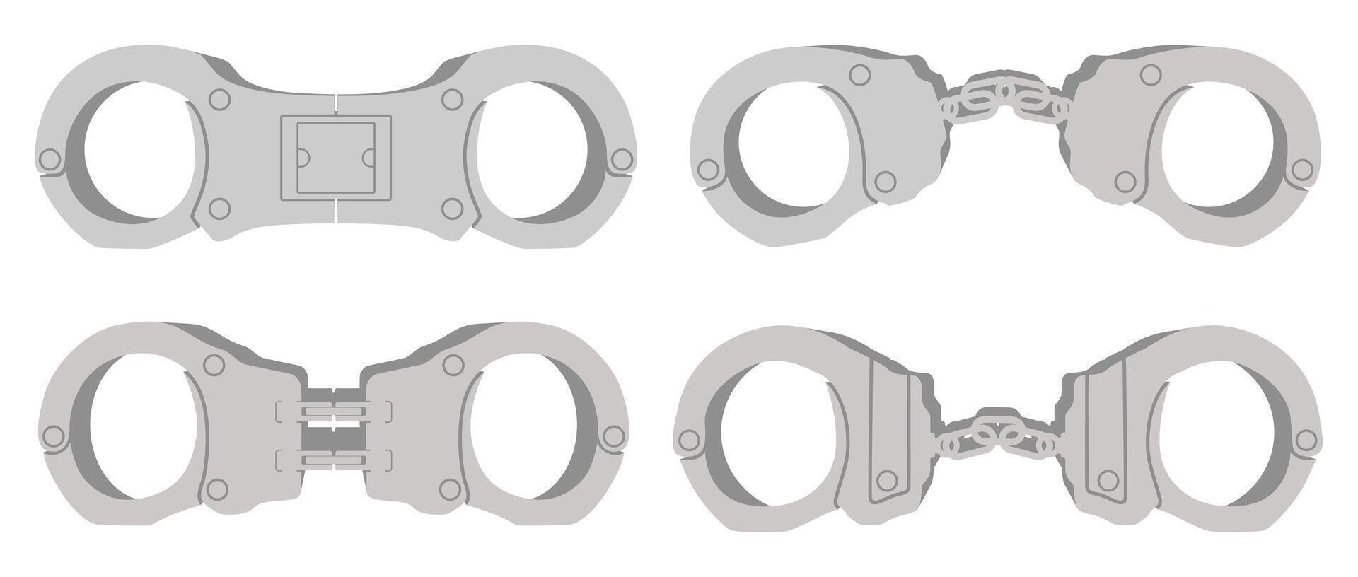 einstellen Eisen Polizei Handschellen Symbol Symbol Vektor Illustration