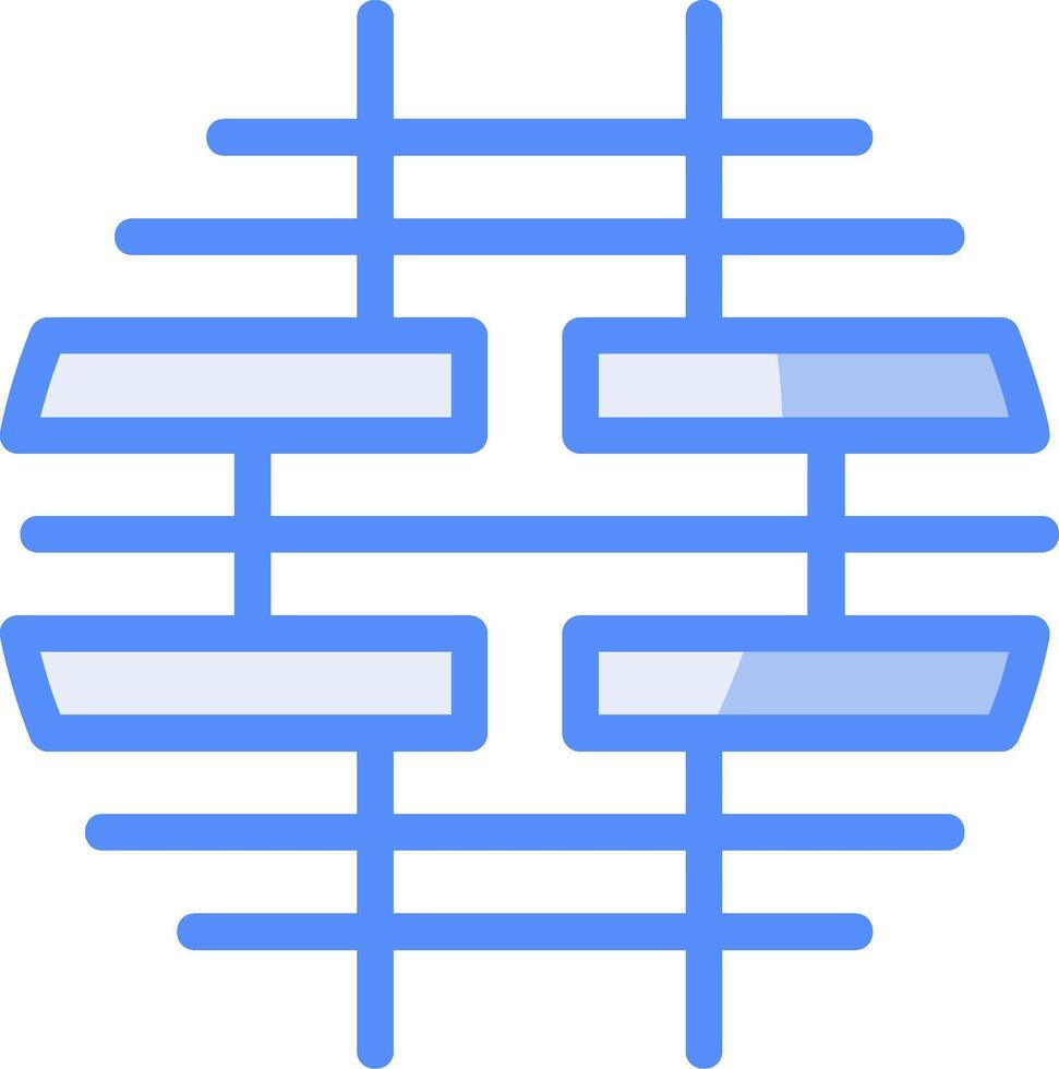dubbel- lycka linje fylld blå ikon vektor