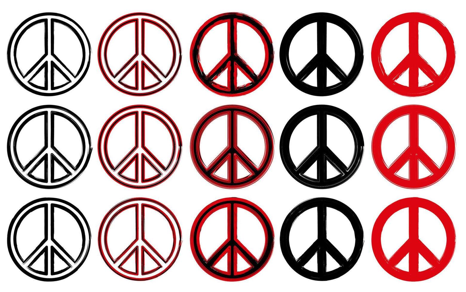 uppsättning fred tecken grunge ikon vektor illustration