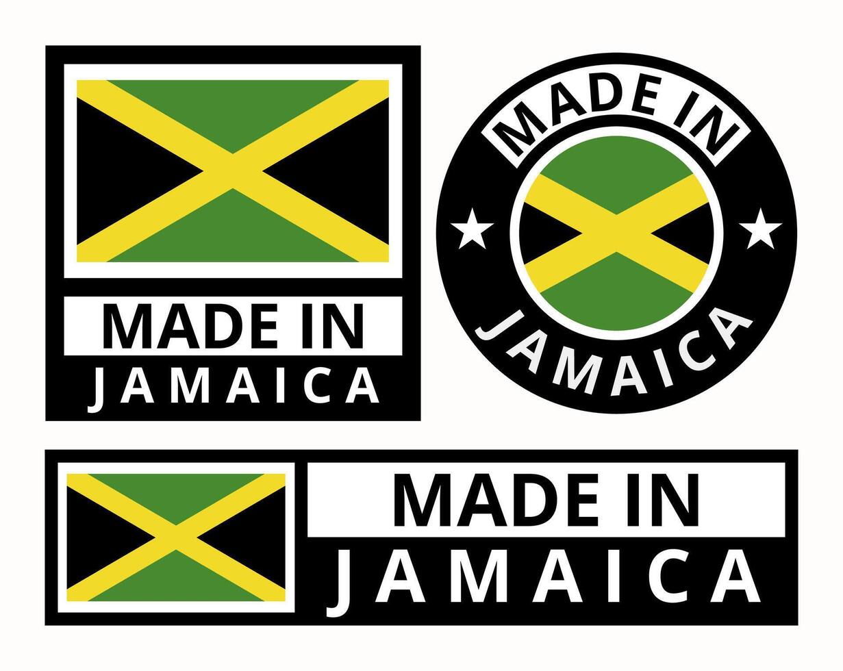 vektor uppsättning tillverkad i jamaica design produkt etiketter företag ikoner illustration