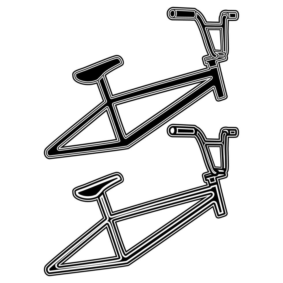 årgång bmx cykel ikon symbol. cykel kropp svart vektor illustration
