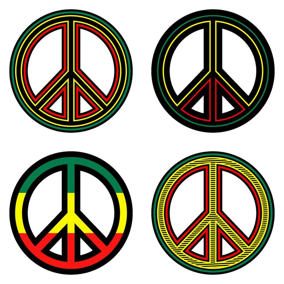 einstellen Reggae Frieden Symbol unterzeichnen. Rasta Symbole Design Vektor Illustration
