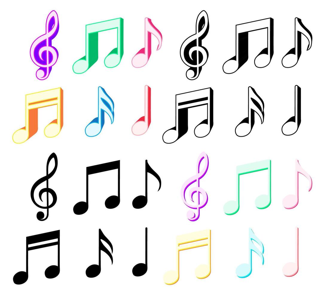 uppsättning trendig musik anteckningar symbol ikon design vektor illustration