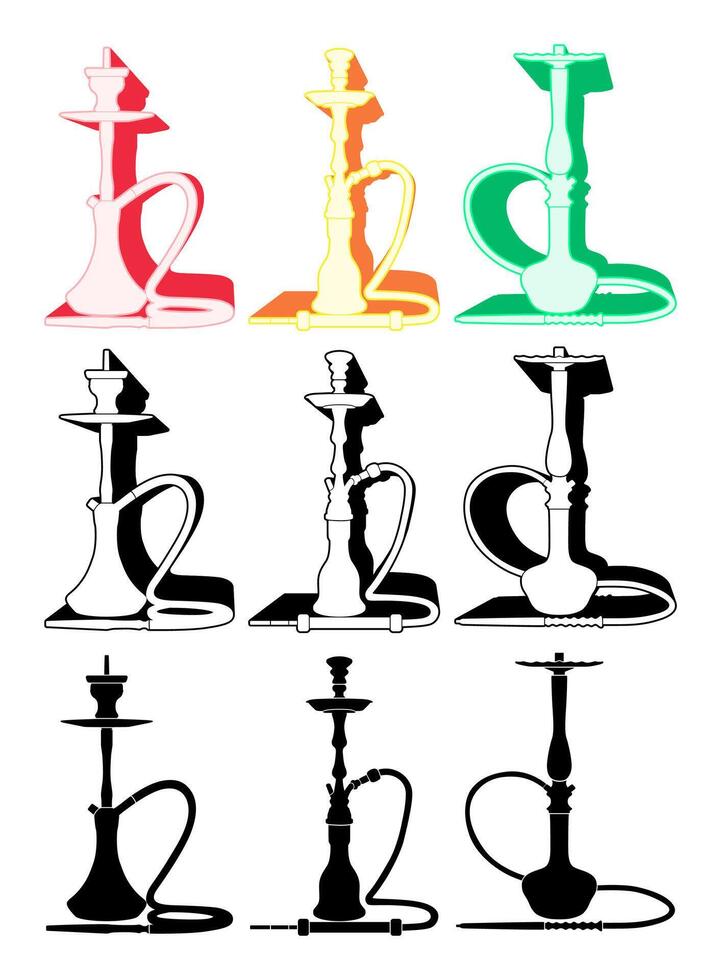 einstellen modisch Huka Symbol Design Vektor Illustration