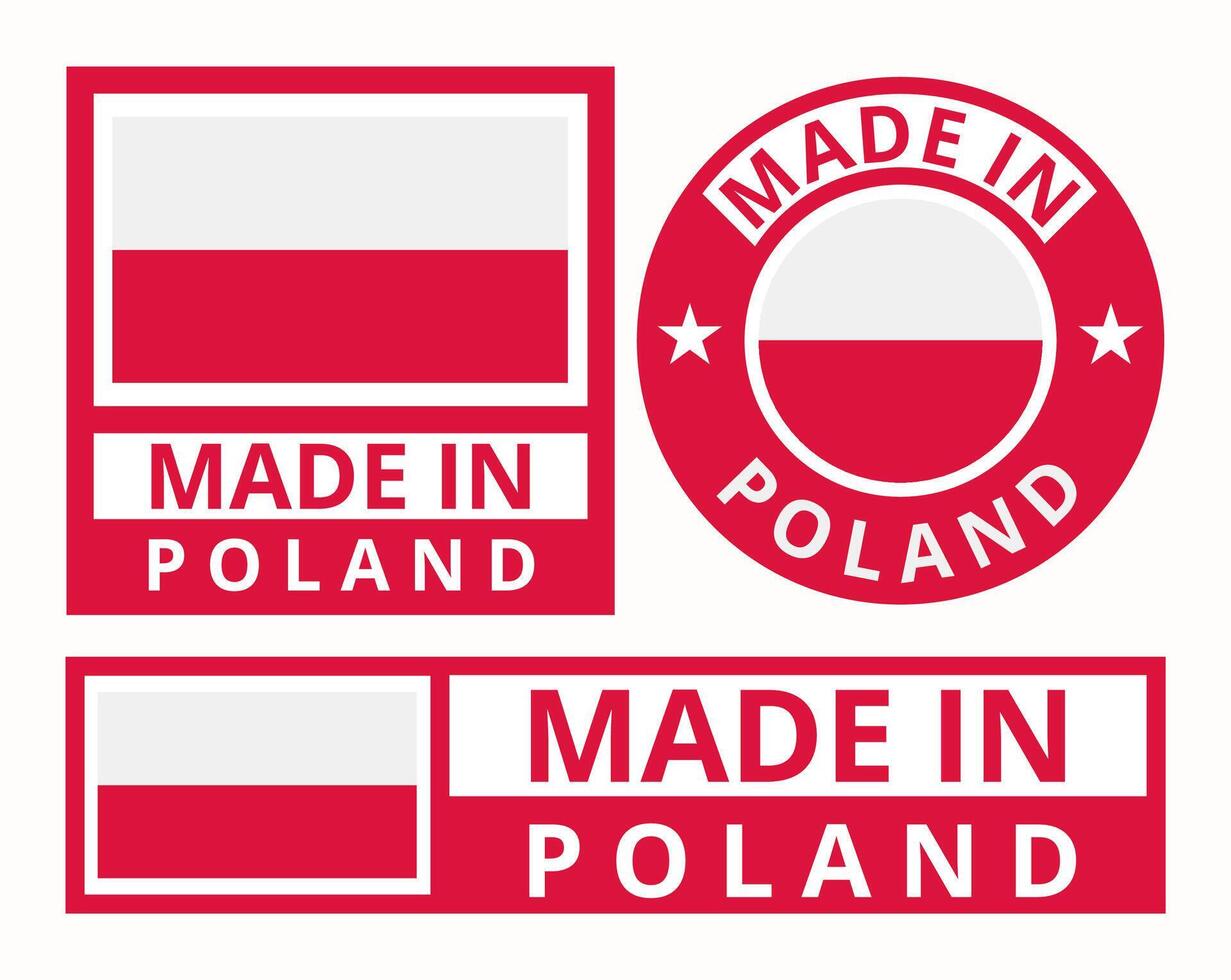 Vektor einstellen gemacht im Polen Design Produkt Etiketten Geschäft Symbole Illustration