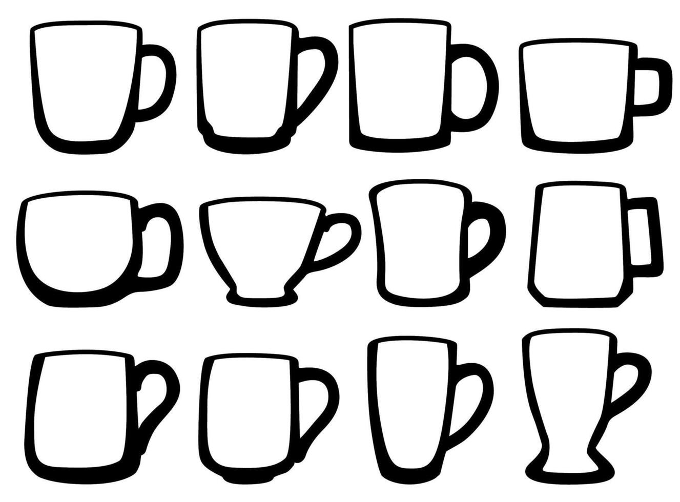 uppsättning vektor glas och kopp dryck ikon illustration