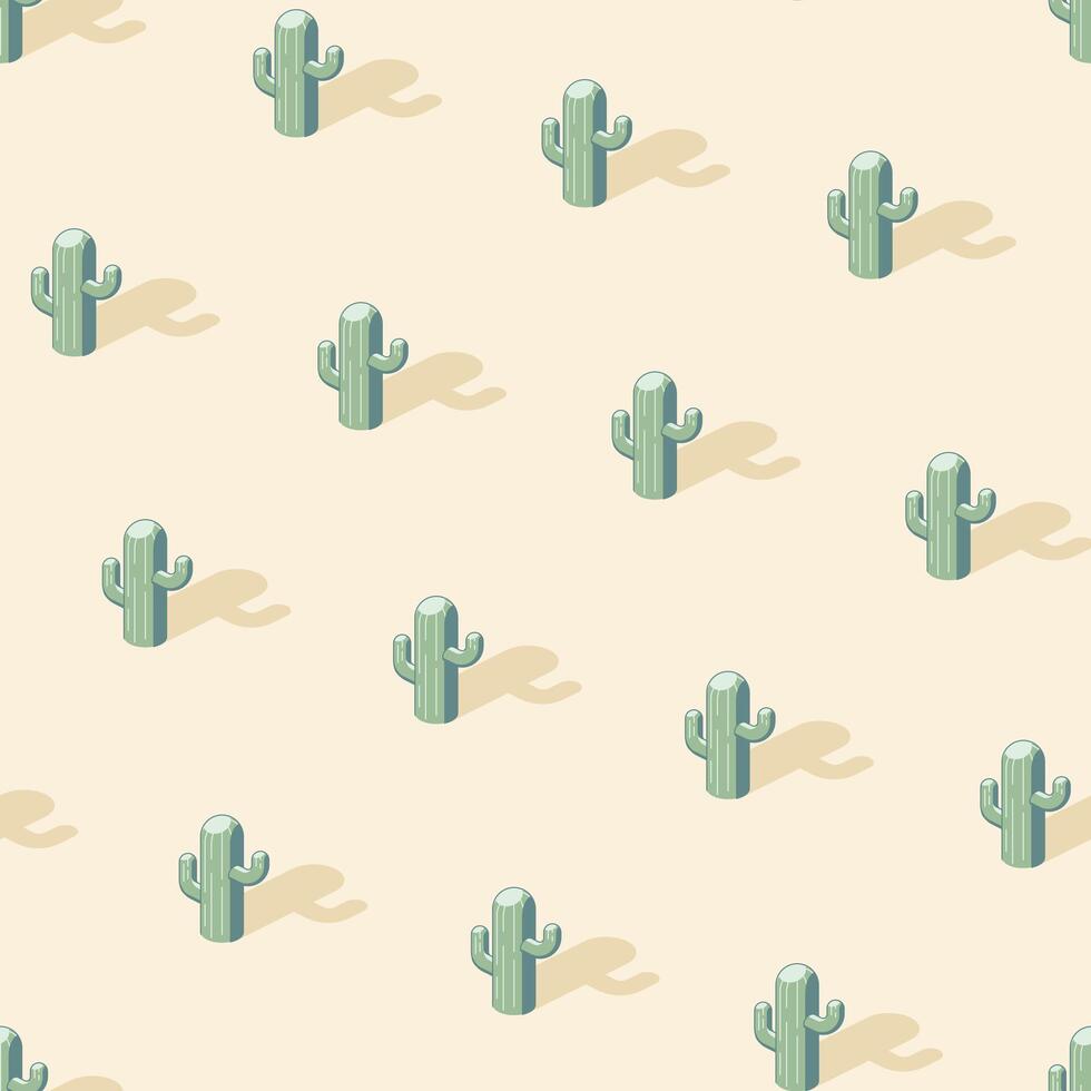 Kaktus im das Wüste isometrisch nahtlos Muster vektor