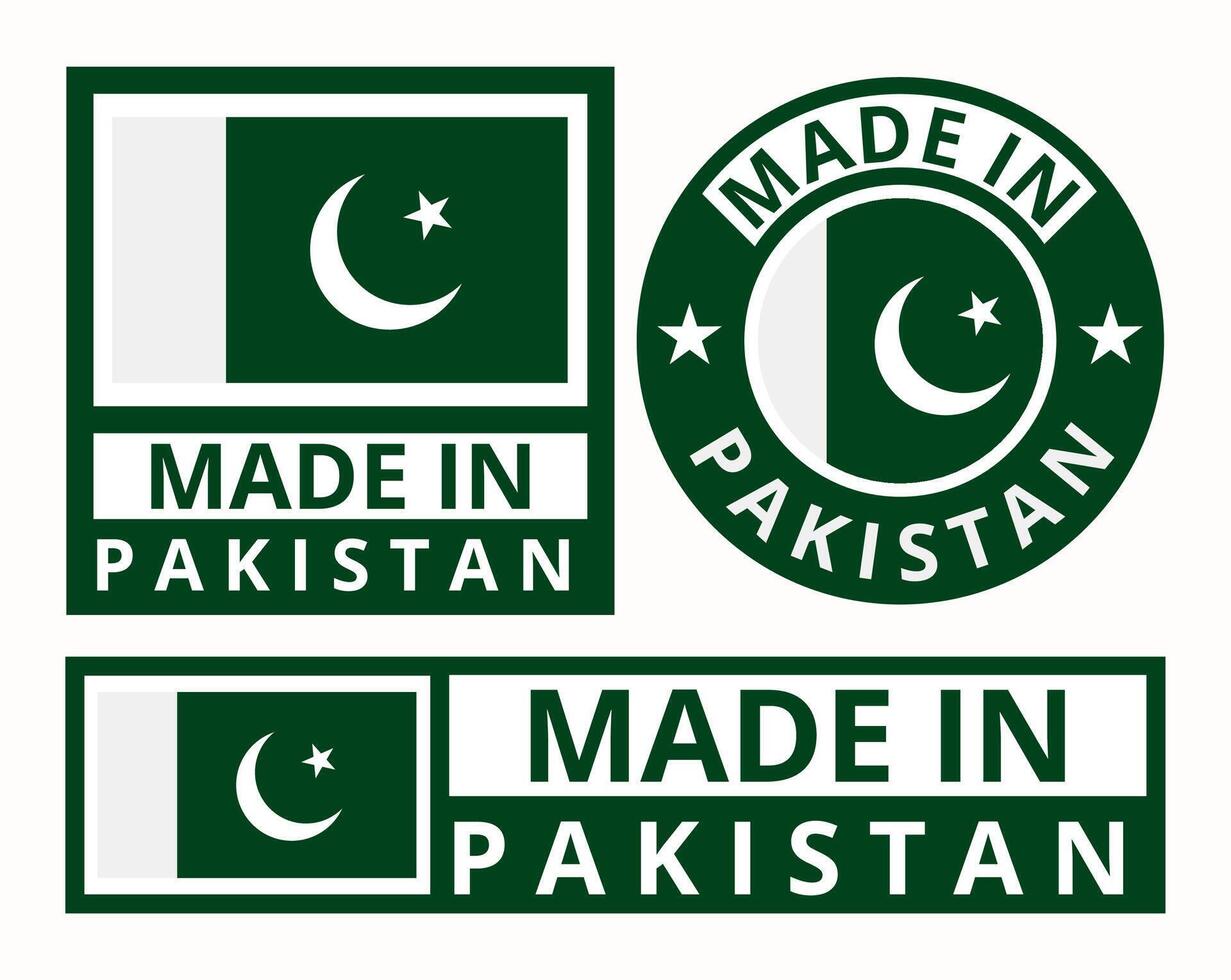 vektor uppsättning tillverkad i pakistan design produkt etiketter företag ikoner illustration