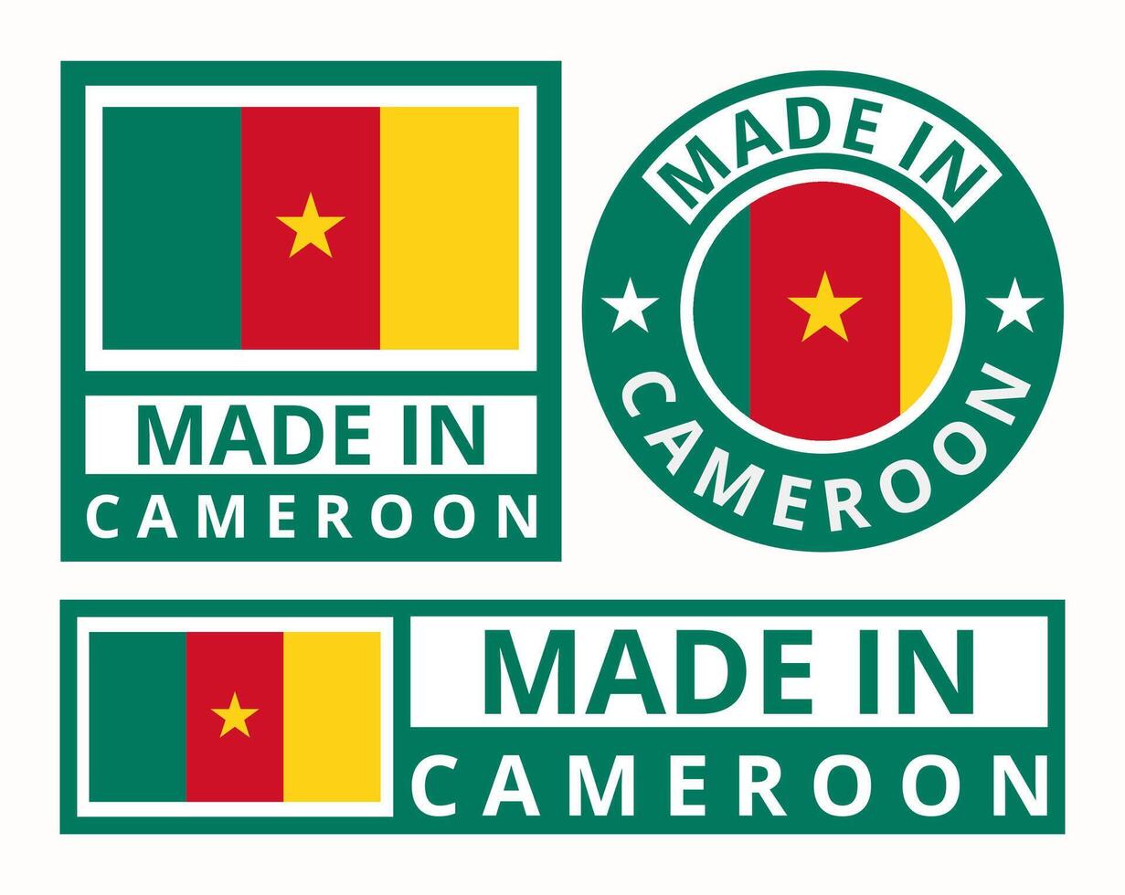 vektor uppsättning tillverkad i cameroon design produkt etiketter företag ikoner illustration