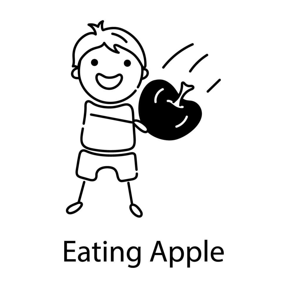 trendig äter äpple vektor