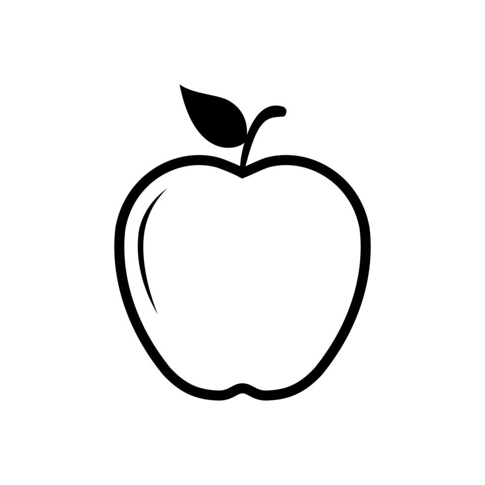 äpple ikon vektor i svart silhuett stil. friska frukt begrepp