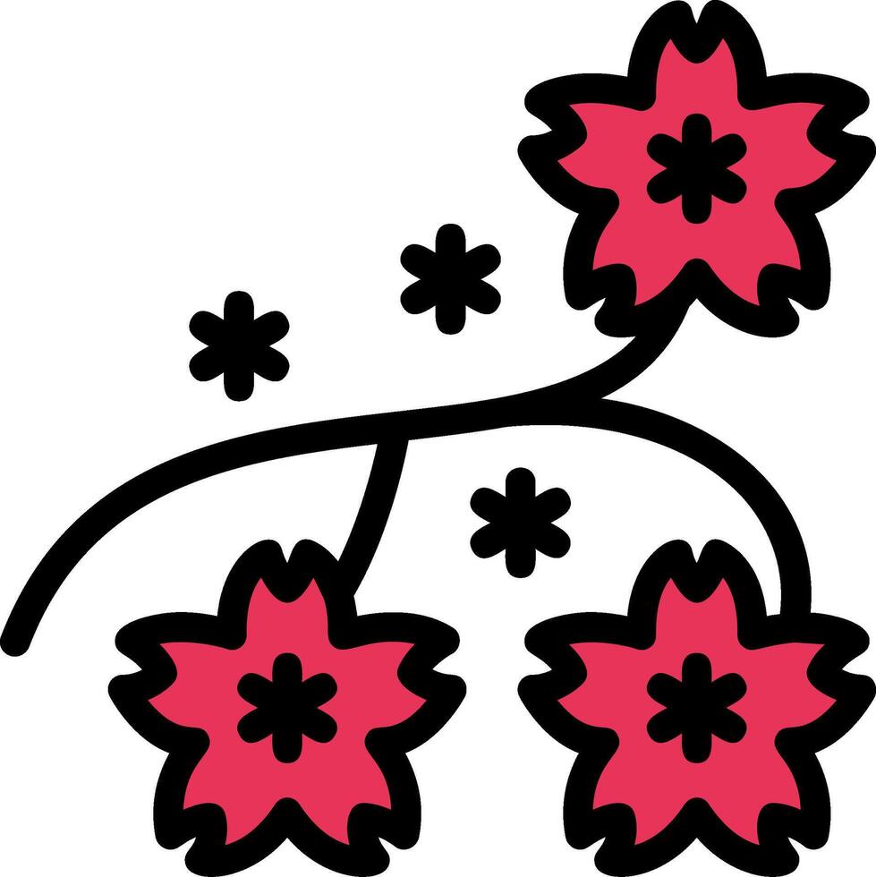 körsbär blomma gren linje fylld vektor
