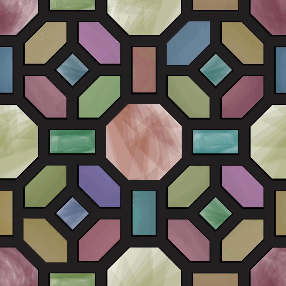 künstlerisch geometrisch Aquarell nahtlos Muster. abstrakt Gliederung farbig Textur. Würfel, Rhombus, Hexagon stilvoll Zier retro Design Element vektor