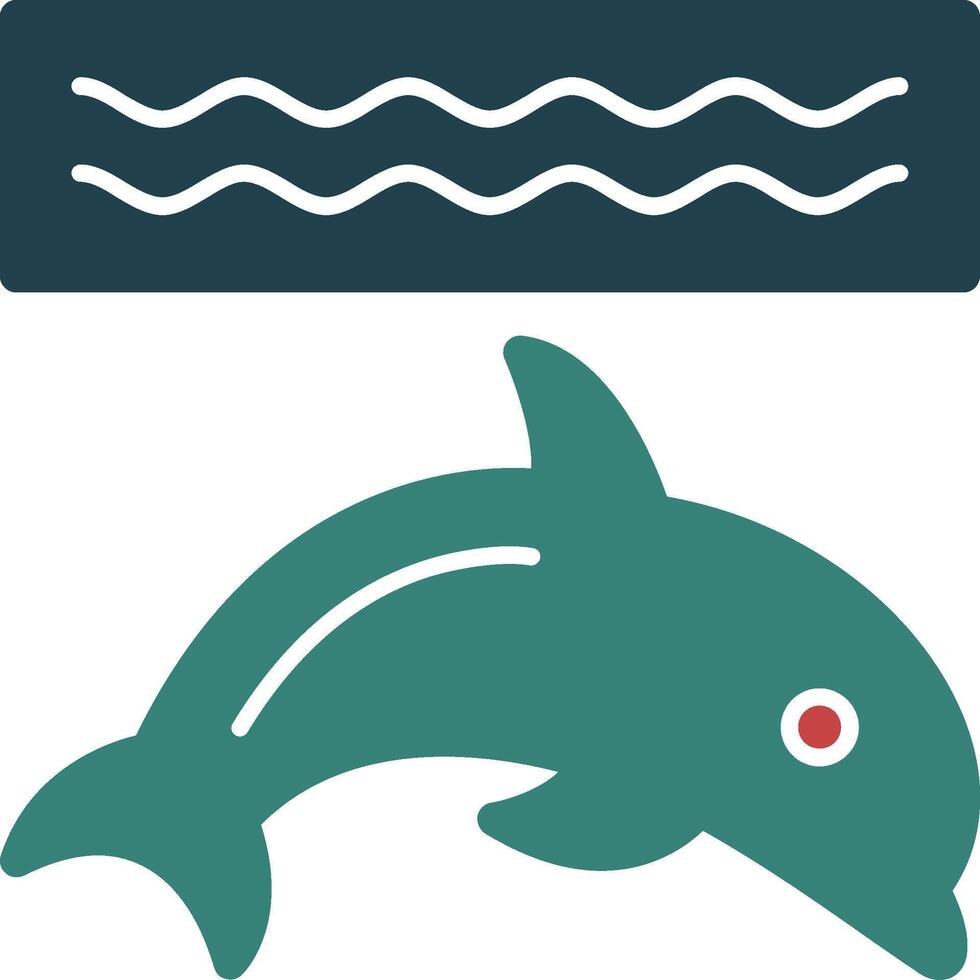 delfin glyf mång Färg ikon vektor