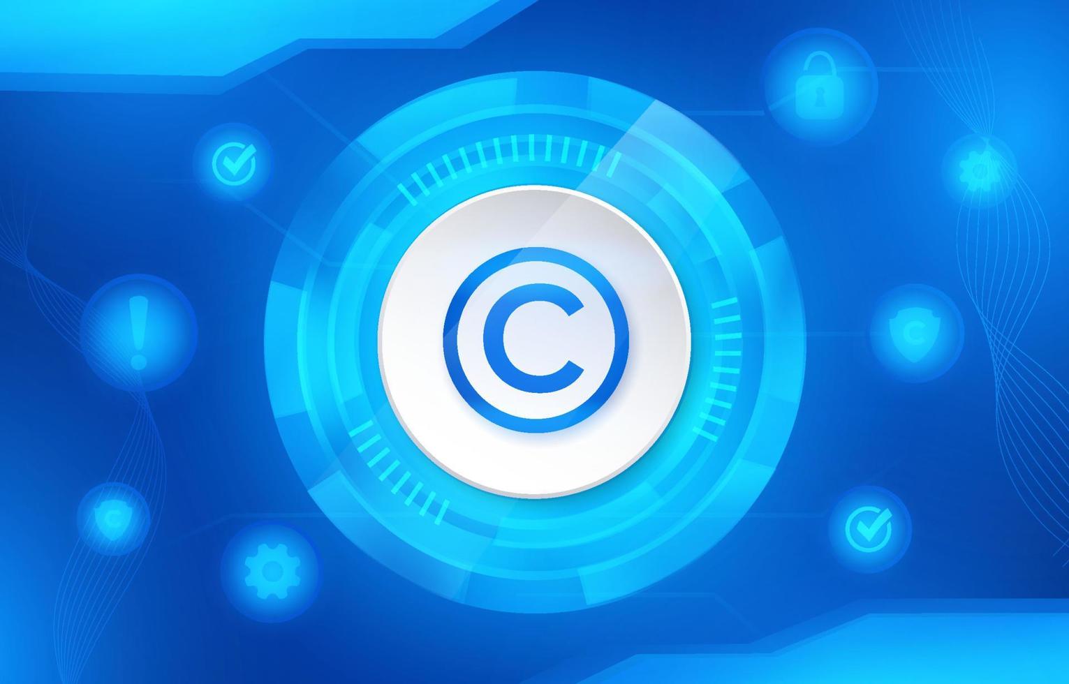 rechtliche urheberrechtssymbole blauer hintergrund vektor