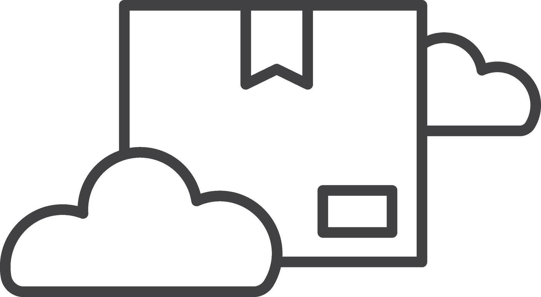 Box im Wolken Vektor Symbol, Wolke rechnen, fallen Versand, Internet Lieferung, schwarz Linie Kunst Stil.