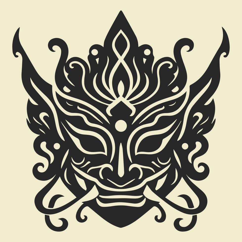 tryckmönster illustration vektor konst av de traditionell japansk demon på i mask. perfekt för tatuering och klistermärke design.