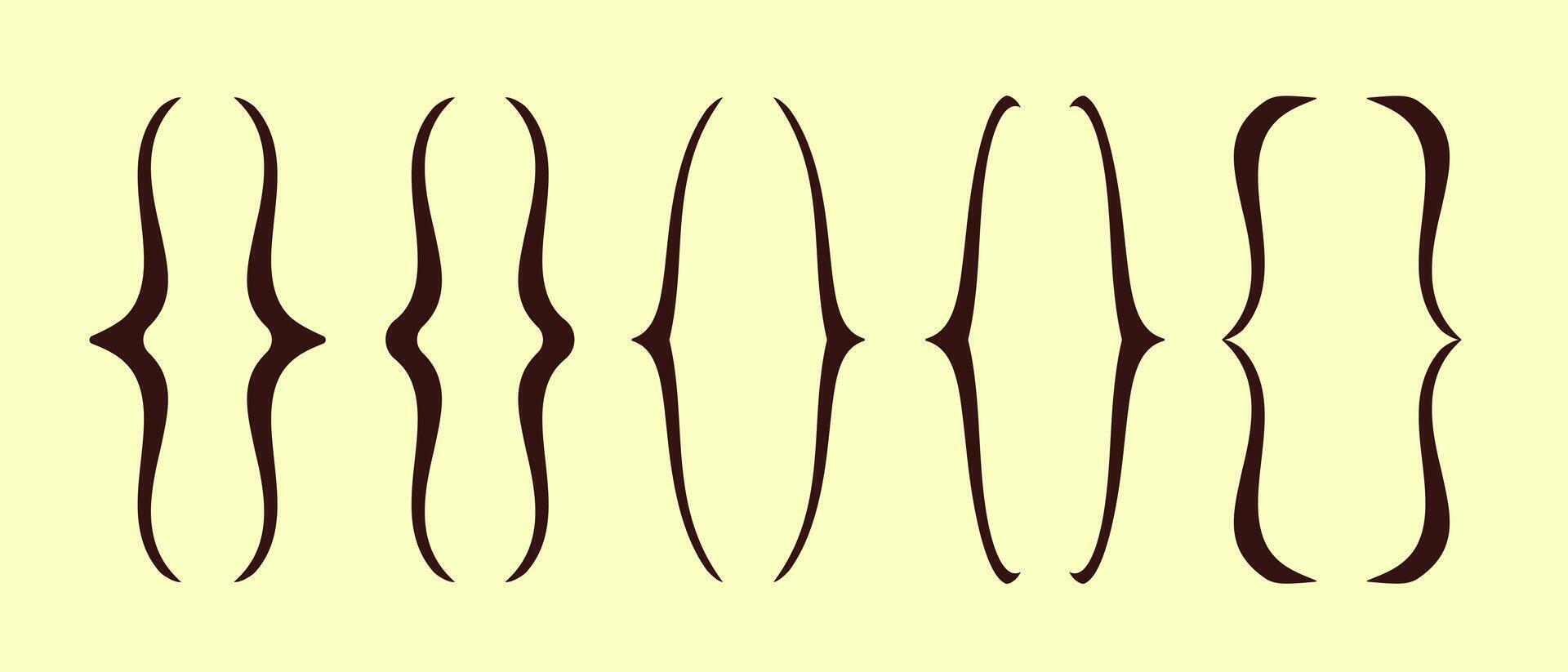 konsol parentes vektor. linjär form ikon för text. typografisk symboler av matematik. gul bakgrund. vektor