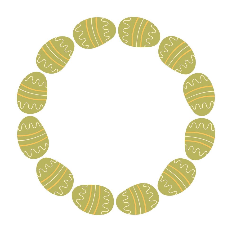 Ostern Eier Kranz Hand gezeichnet auf Weiß Hintergrund. dekorativ Gekritzel Rahmen von Urlaub Essen mit Ornamente im Kreis Form. Element zum Gruß Karte vektor
