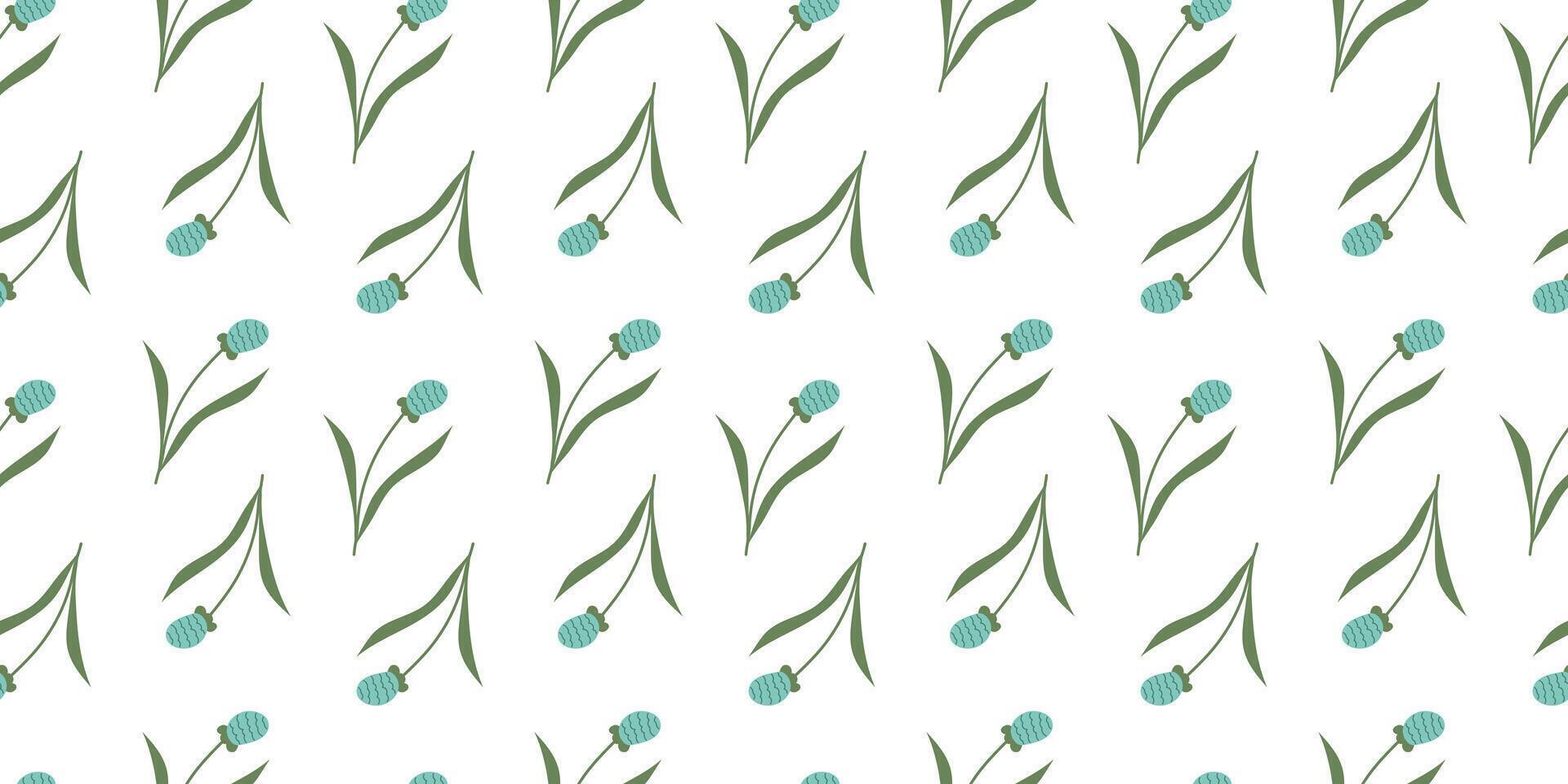 Blume nahtlos Muster auf Weiß Hintergrund. Frühling Blumen- wiederholen Design zum drucken. eben Sommer- Vektor Textur. botanisch minimalistisch Ornament. Natur Hintergrund zum Textil- und Verpackung