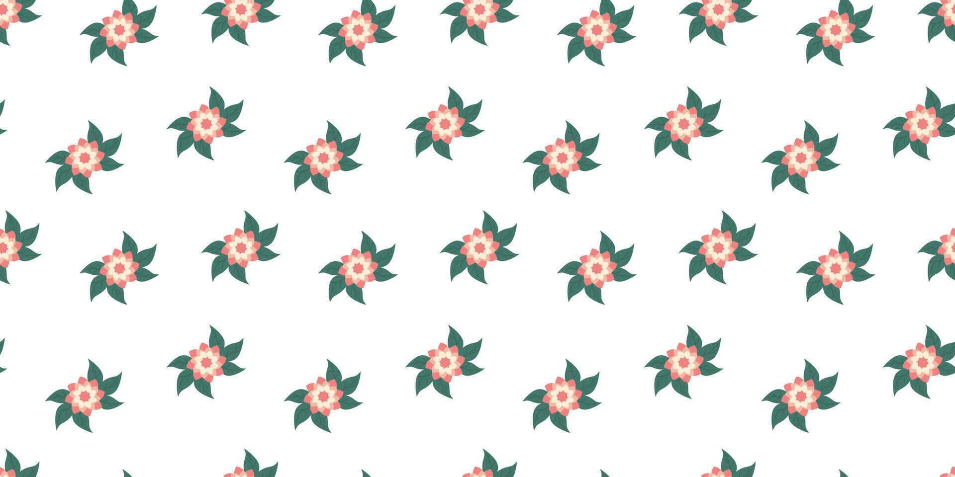 Blume nahtlos Muster auf Weiß Hintergrund. Frühling Blumen- wiederholen Design zum drucken. eben Sommer- Vektor Textur. botanisch minimalistisch Ornament. Natur Hintergrund zum Textil- und Verpackung