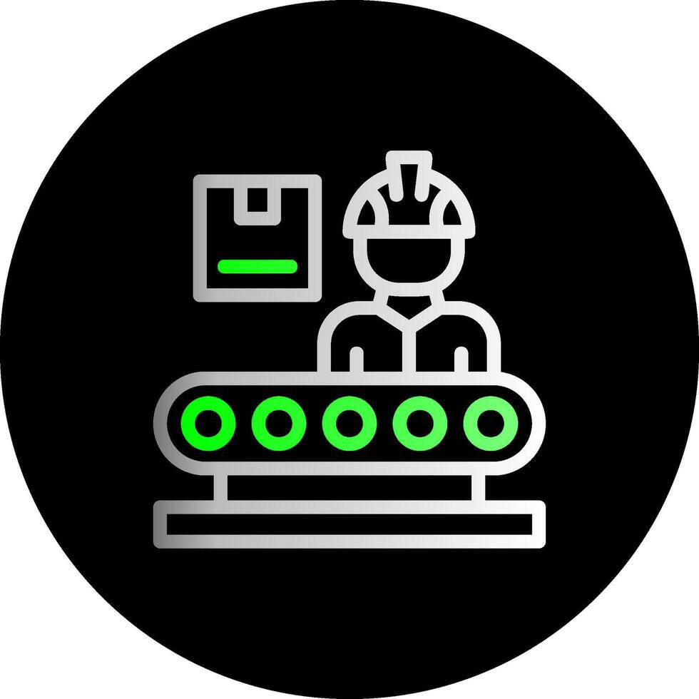 produktion linje arbetstagare dubbel lutning cirkel ikon vektor