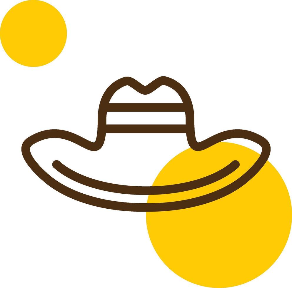 cowboy hatt gul lieanr cirkel ikon vektor