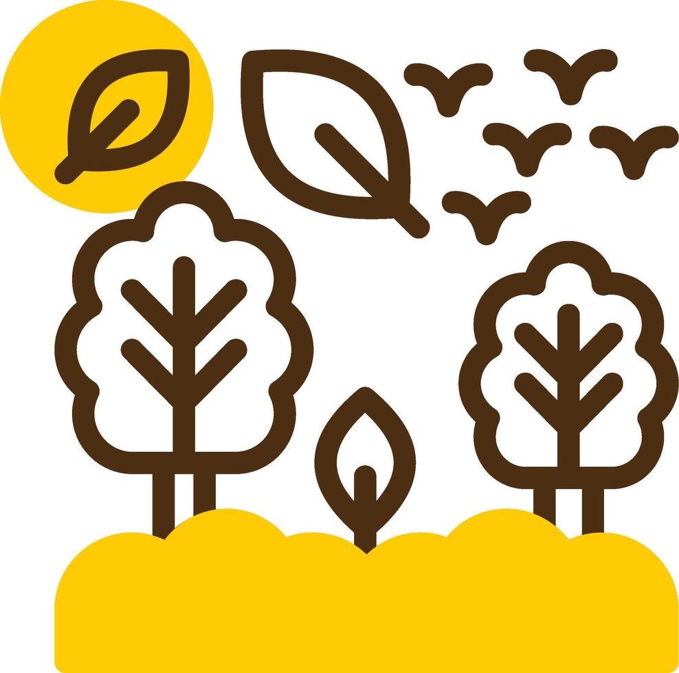 skog gul lieanr cirkel ikon vektor