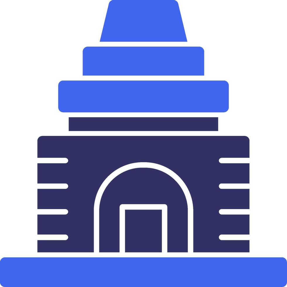 tempel fast två Färg ikon vektor