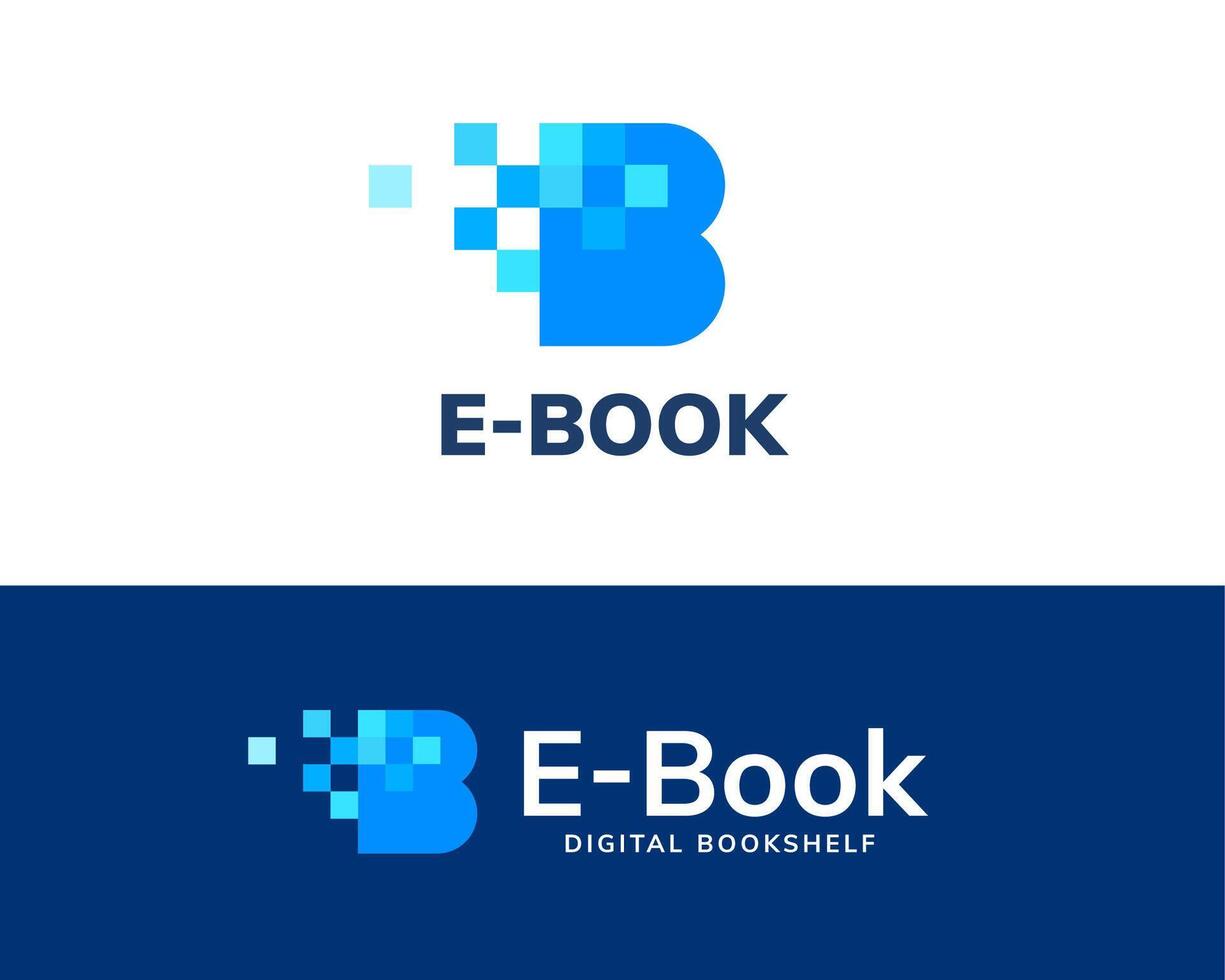 Brief b Logo Design mit Blau Ton Quadrat, Konzept von E-Book, Digital Bibliothek und online Bildung vektor
