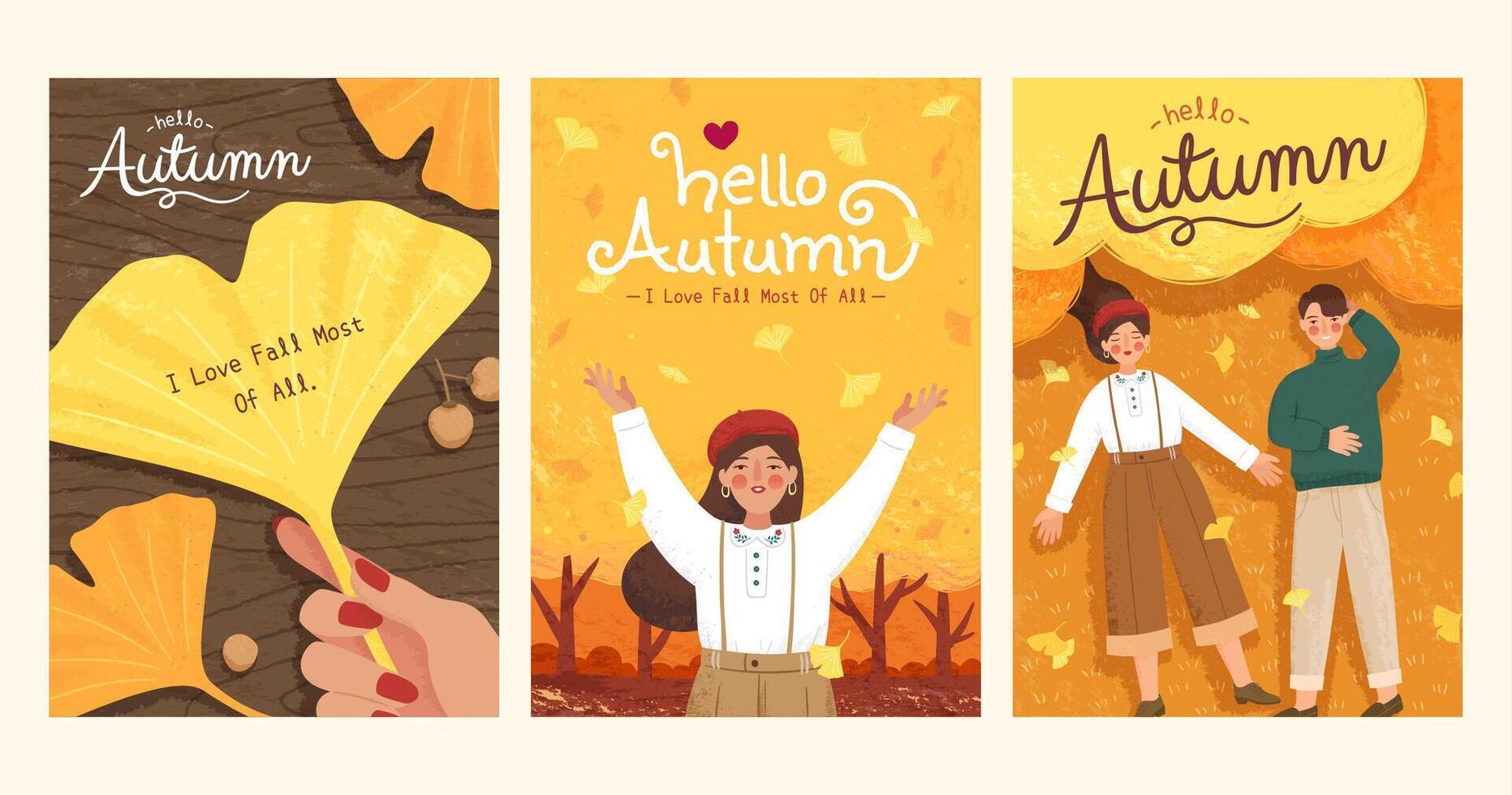 Sammlung von süß Herbst Abbildungen im modisch Hand gezeichnet Stil, anwendbar zu Karte, Startseite und Veranstaltung Beförderung vektor