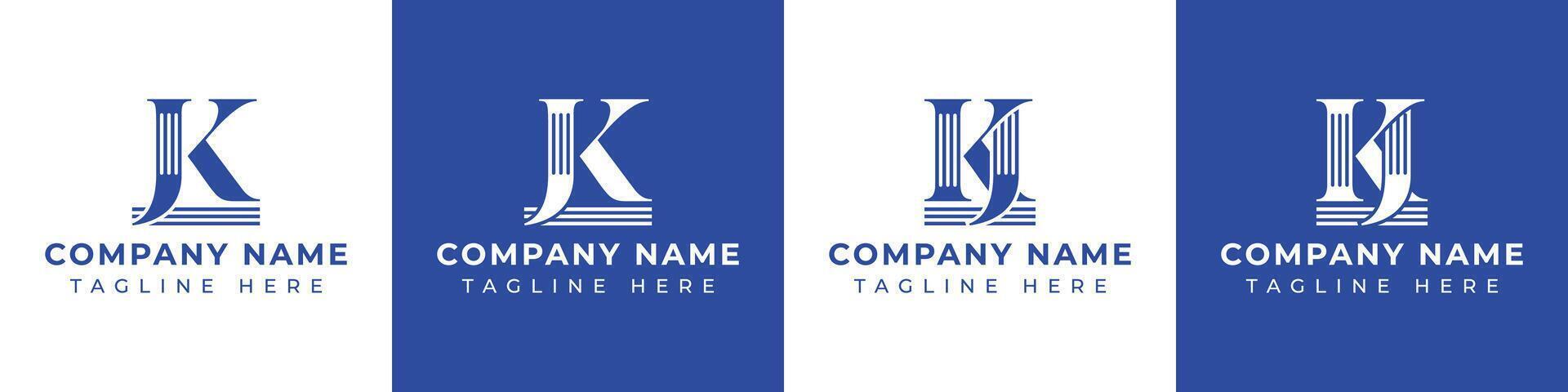 brev jk och kj pelare logotyp, lämplig för företag med jk och kj relaterad till pelare vektor