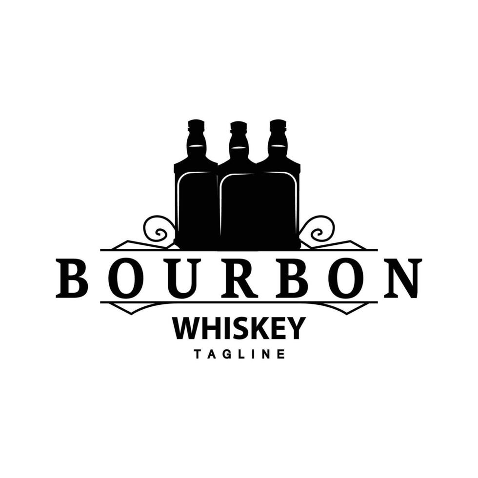 whisky logotyp design gammal dryck flaska enkel stil retro årgång bar restaurang mall illustration vektor
