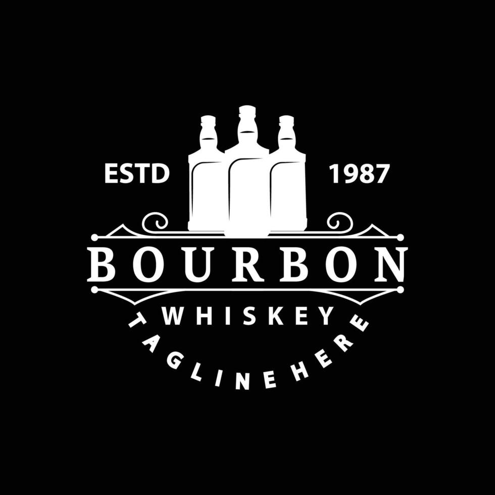 Whiskey Logo Design alt trinken Flasche einfach Stil retro Jahrgang Bar Restaurant Schablone Illustration vektor