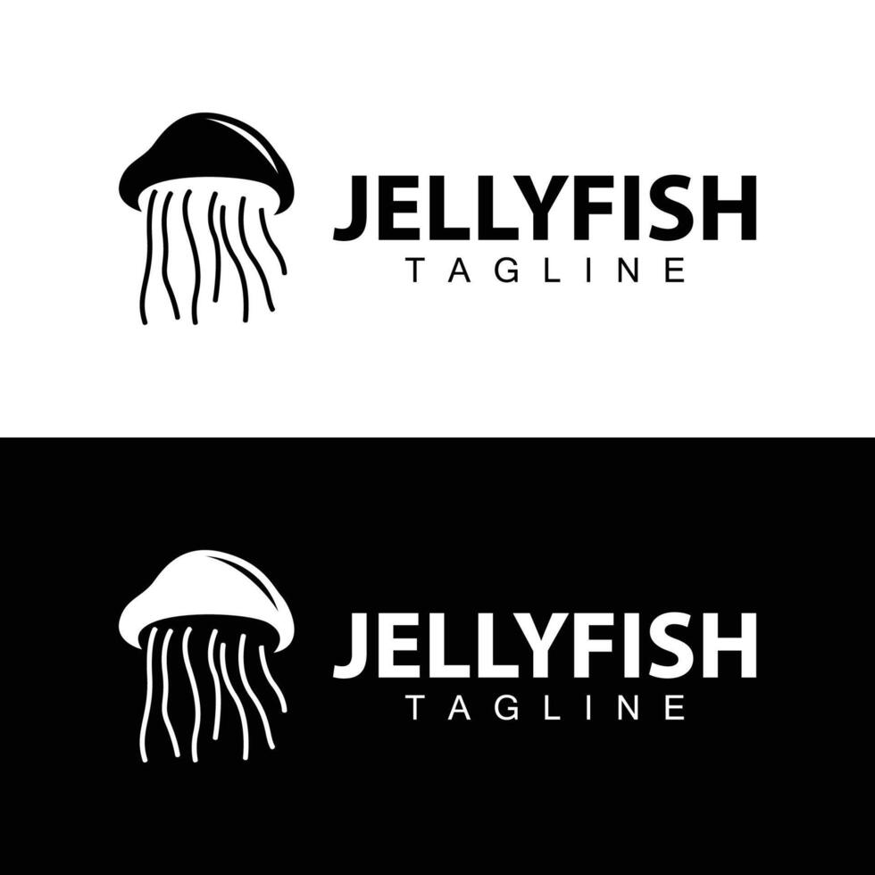 Qualle Logo Design Vorlage Meer Tier Leben einfach schwarz Silhouette Illustration vektor