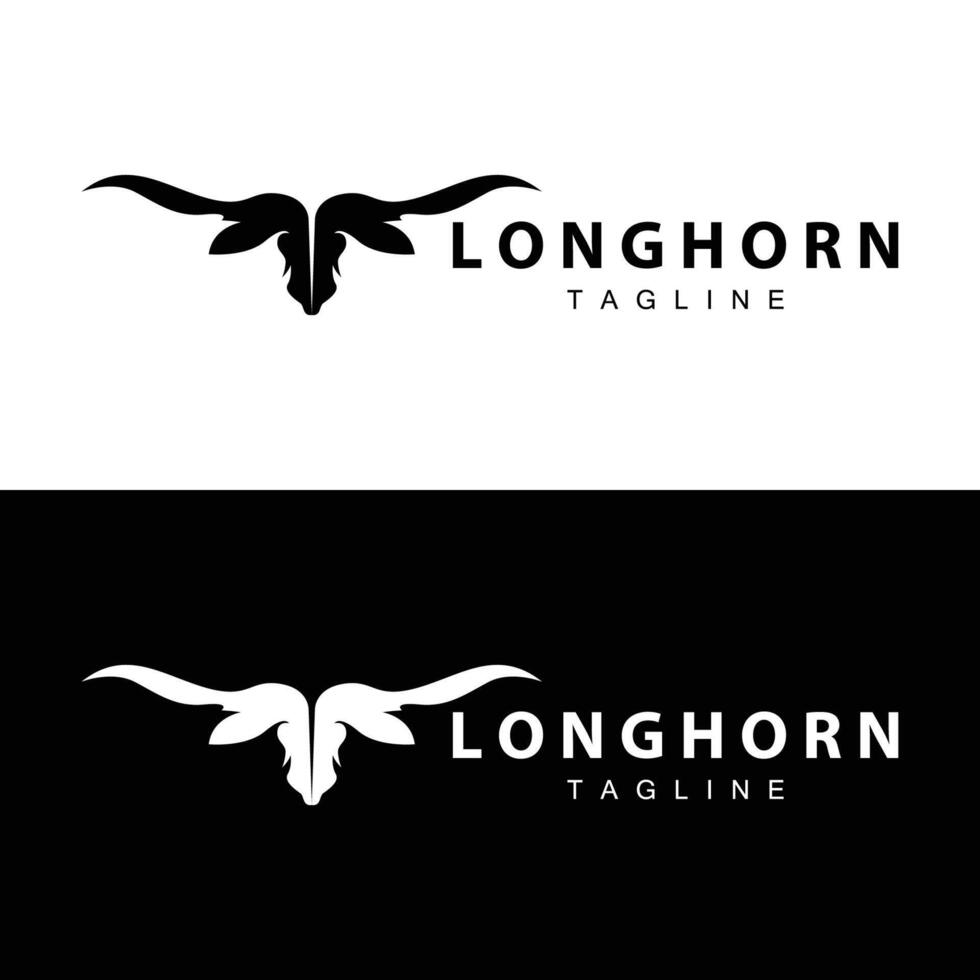 Longhorn Logo Design Jahrgang alt Stier Texas Western Land schwarz Silhouette vektor