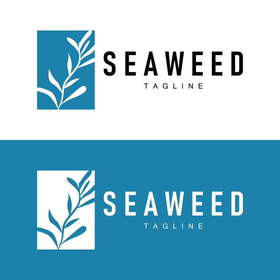 Seetang Logo Design unter Wasser Pflanze Illustration Vorlage vektor