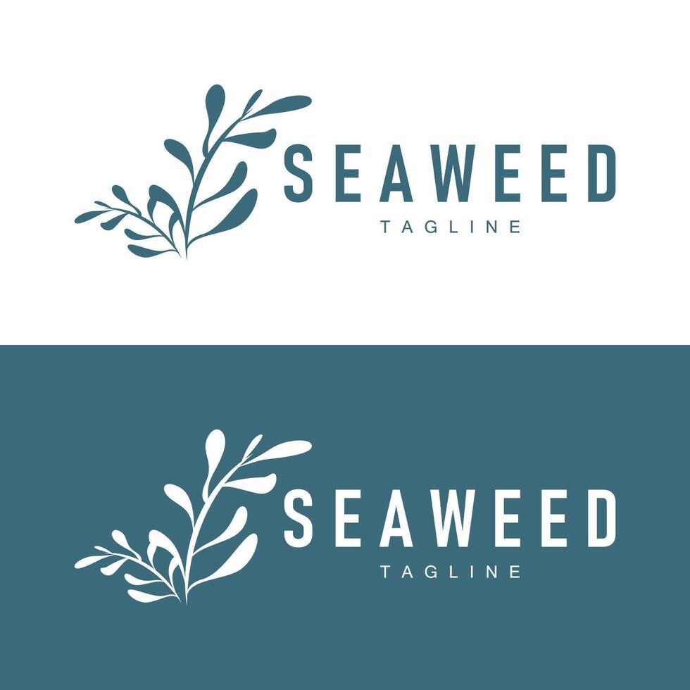 Seetang Logo Design unter Wasser Pflanze Illustration Vorlage vektor