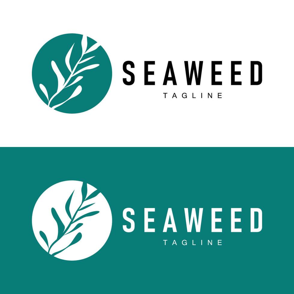 Seetang Logo Design unter Wasser Pflanze Illustration Vorlage vektor