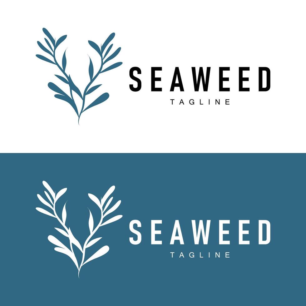 Seetang Logo Design unter Wasser Pflanze Illustration Vorlage vektor