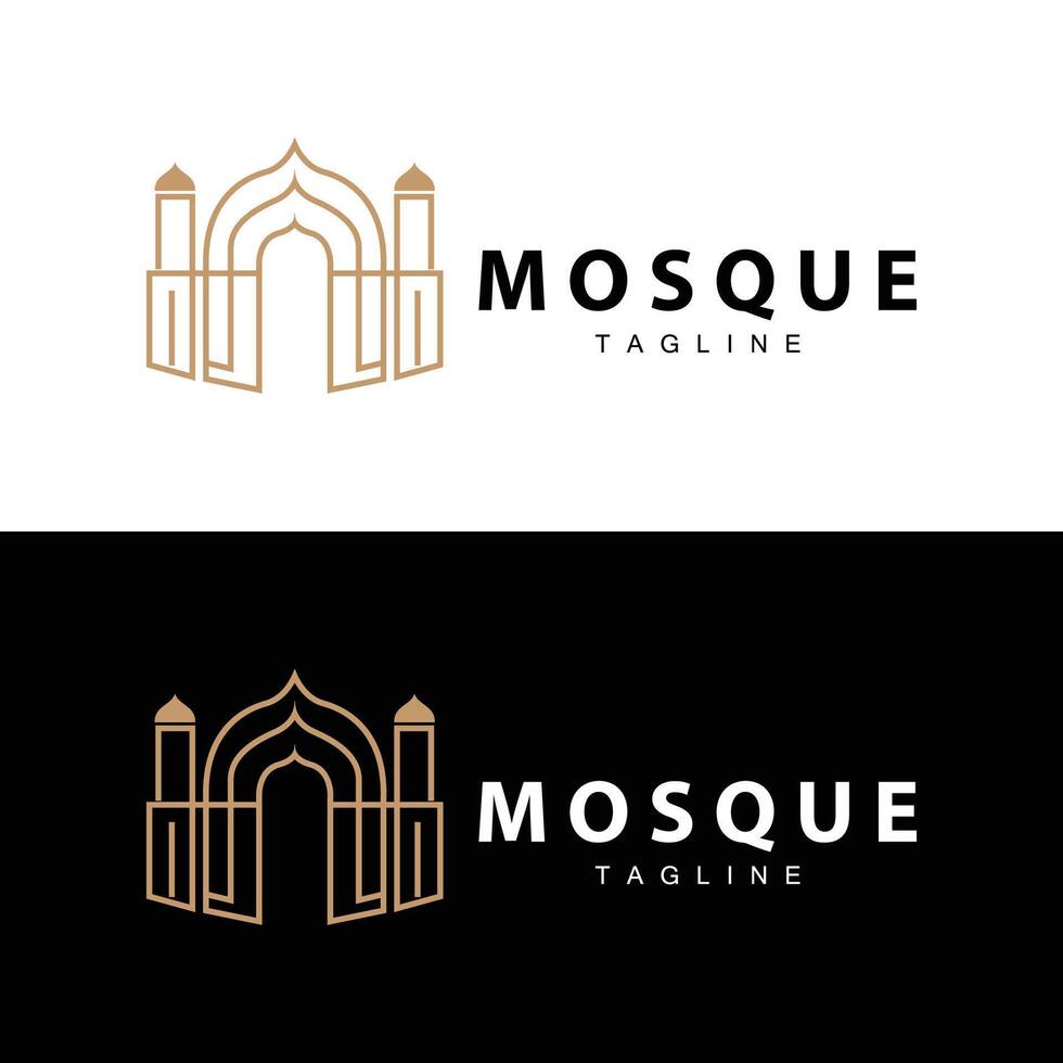 svart silhuett design av islamic plats av dyrkan enkel modern minimalistisk moské logotyp mall vektor