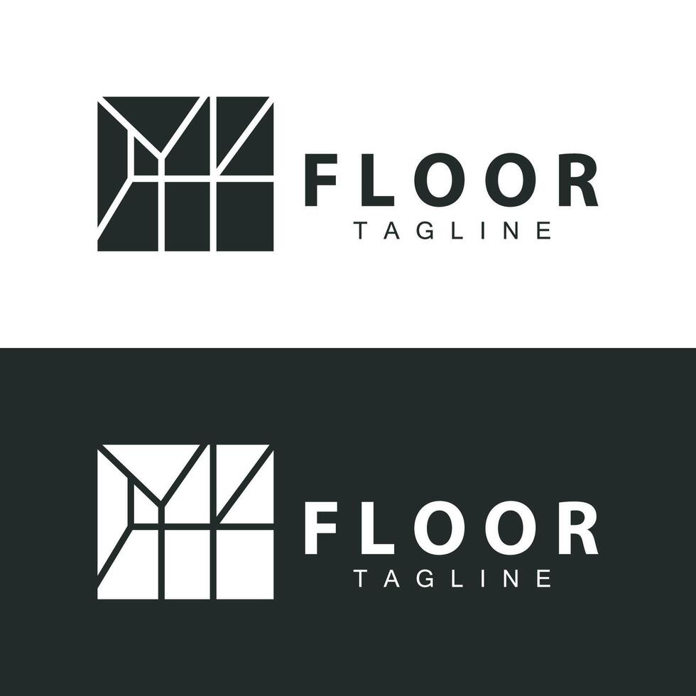 Fußboden Logo Design zum Zuhause Keramik Dekoration mit minimalistisch abstrakt Formen, Vektor Schablone Illustration