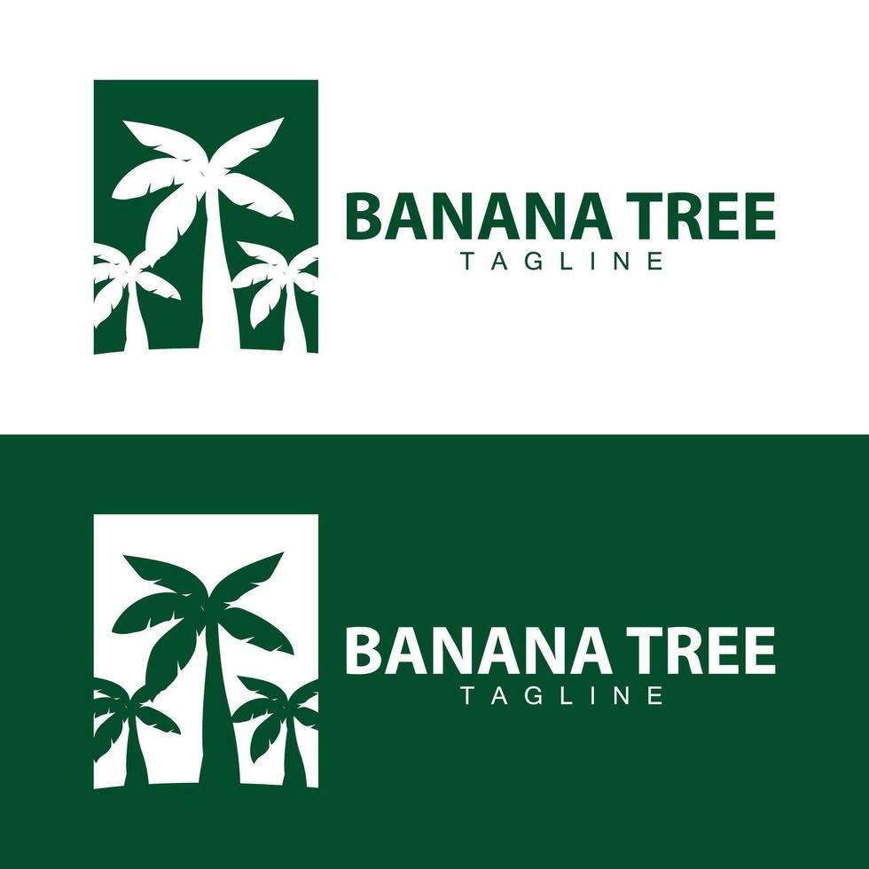 banan träd logotyp, frukt träd växt vektor, silhuett design, mall illustration vektor