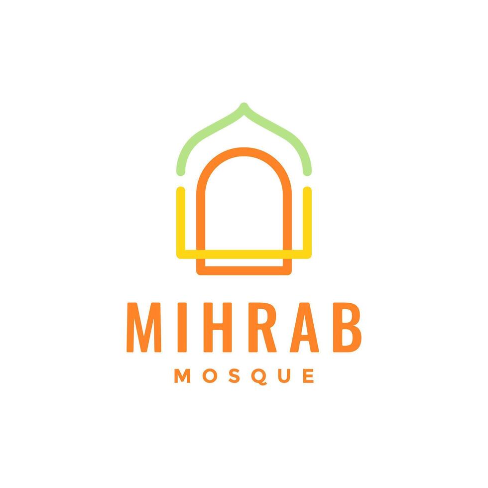 Mihrab Moschee Kuppel Gebet Muslim bunt modern Linie Stil minimalistisch Logo Design Vektor Symbol Illustration