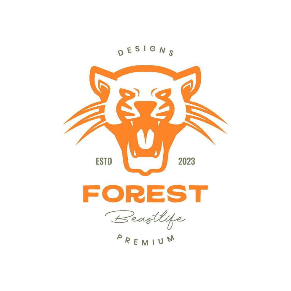 Tier Tier Wald Tierwelt Fleischfresser Jaguar brüllen Jahrgang Stil bunt Logo Design Vektor Symbol Illustration