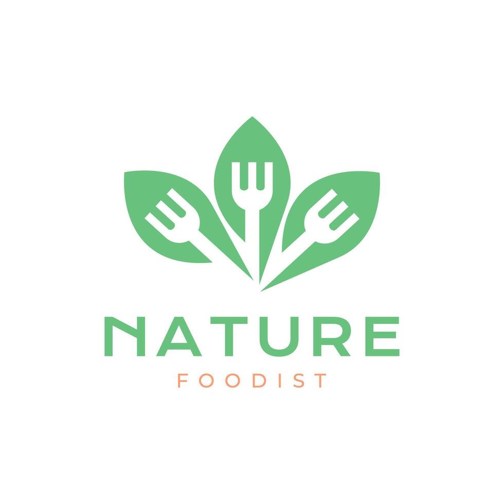 Natur Gesundheit Gemüse Essen Gabel Gruppe modern bunt einfach Stil Logo Design Vektor Symbol Illustration